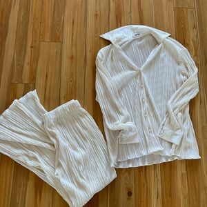 Showpo Becca Plisse Matching Set Cream